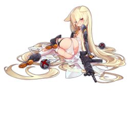 Rule 34 | 1girl, absurdly long hair, animal ears, ass, assault rifle, asymmetrical legwear, black gloves, black thighhighs, blonde hair, blue eyes, boots, breasts, cat ears, covering privates, covering breasts, dress, elbow gloves, eyebrows, from behind, full body, g41 (girls&#039; frontline), girls&#039; frontline, gloves, gun, h&amp;k g41, hair ornament, heterochromia, holding, holding gun, holding weapon, long hair, looking at viewer, looking back, low-tied long hair, lying, mismatched legwear, ns (ntrsis), official art, on back, on side, open clothes, open shirt, panties, personification, red eyes, rifle, shirt, sideboob, solo, thighhighs, torn clothes, torn dress, torn panties, torn shirt, torn thighhighs, transparent background, twintails, underwear, very long hair, weapon, white background, white dress, white panties, white shirt, white thighhighs, x hair ornament