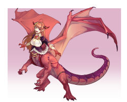 Rule 34 | 1girl, absurdres, ahoge, black jacket, blonde hair, blunt bangs, bow, breasts, centauroid, claws, cleavage, commentary request, diagonal-striped bow, dragon horns, dragon tail, dragon wings, dress, fangs, full body, hairband, highres, hololive, horn bow, horn ornament, horns, jacket, kiryu coco, kiryu coco (1st costume), kiryu coco (dragon), large breasts, long hair, looking at viewer, lower teeth only, monster girl, monsterification, multicolored hair, old-night, open mouth, orange hair, pointy ears, rearing, red background, red eyes, red skirt, short sleeves, sidelocks, skirt, solo, standing, streaked hair, tail, taur, teeth, thigh strap, virtual youtuber, white dress, wings
