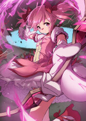 Rule 34 | 1girl, absurdres, gloves, highres, kaname madoka, kootee-on, looking at viewer, mahou shoujo madoka magica, pink eyes, pink hair, puffy sleeves, short twintails, solo, twintails