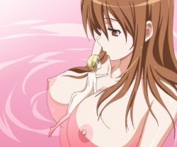 Rule 34 | aki sora, anime screencap, aoi aki, aoi sora, bath, blonde hair, breasts, brother and sister, brown hair, giant, giantess, large breasts, lowres, nipples, nude, screencap, sexually suggestive, short hair, siblings, teenage girl and younger boy, wet