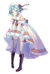 Rule 34 | 1girl, aqua hair, bang dream!, boots, brown footwear, brown thighhighs, capelet, choker, closed mouth, cross-laced footwear, earrings, full body, fur-trimmed capelet, fur trim, gloves, green eyes, hat, high-low skirt, highres, holding, holding hands, holding paper, jewelry, lace-up boots, long skirt, long sleeves, multiple girls, necklace, paper, pearl necklace, pom pom (clothes), pom pom earrings, reading, red neckwear, rumi (rarumi11), short hair, siblings, simple background, skirt, smile, thigh boots, thighhighs, white background, white gloves, white skirt, zettai ryouiki