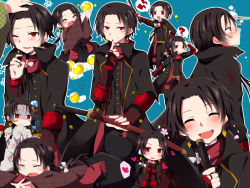 Rule 34 | 10s, 1boy, ?, ^ ^, bad id, bad pixiv id, brown hair, closed eyes, fang, finger to mouth, hand on another&#039;s head, heart, japanese clothes, kashuu kiyomitsu, katana, male focus, md5 mismatch, mole, mole under mouth, multiple views, mushroom, nail polish, one eye closed, open mouth, ponytail, red eyes, scarf, shaded face, simple background, smile, spoken heart, spoken question mark, sword, touken ranbu, uchiko, uguisu mochi (ykss35), weapon