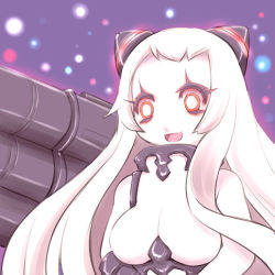 Rule 34 | 10s, 1girl, abyssal ship, airfield princess, bad id, bad pixiv id, glowing, glowing eyes, hair ornament, horns, kantai collection, long hair, open mouth, pale skin, red eyes, silver hair, single horn, solo, u-non (annon&#039;an), very long hair