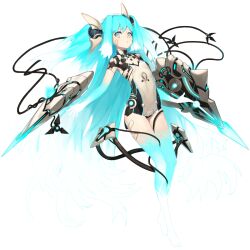Rule 34 | 1girl, absurdly long hair, aqua eyes, aqua hair, artist request, bare arms, bare legs, barefoot, bodysuit, breasts, collar, colored skin, final gear, full body, hair ornament, highres, long hair, multicolored hair, multicolored skin, neon palette, nova (final gear), official art, open mouth, saturated, short sleeves, simple background, small breasts, solo, tachi-e, third-party source, toes, transparent background, two-tone bodysuit, two-tone collar, two-tone hair, two-tone sleeves, very long hair, white bodysuit