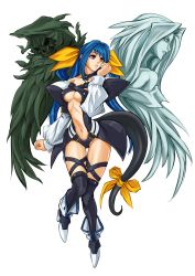 Rule 34 | 1girl, absurdres, arc system works, asymmetrical wings, blue hair, breasts, choker, dizzy (guilty gear), guilty gear, guilty gear x, guilty gear xx, guilty gear xx accent core, hair ribbon, highres, large breasts, navel, necro (guilty gear), non-web source, official art, red eyes, ribbon, skull, tail, tail ornament, tail ribbon, thighhighs, underboob, undine (guilty gear), wings