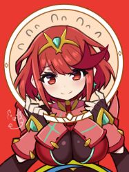 Rule 34 | 1girl, breasts, highres, large breasts, ma2acworks, pyra (xenoblade), red eyes, red hair, short hair, solo, xenoblade chronicles (series), xenoblade chronicles 2