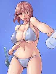 Rule 34 | 1girl, bikini, blush, breasts, brown eyes, brown hair, cleavage, curvy, large breasts, navel, aged up, open mouth, rozen maiden, short hair, snorkel, solo, souseiseki, swimsuit, tsuda nanafushi, underboob, underwear, wet