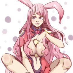Rule 34 | 1girl, animal ears, between breasts, breasts, cleavage, large breasts, lips, lowres, melona (queen&#039;s blade), melona (queen's blade), navel, pink hair, protean assassin melona, queen&#039;s blade, rabbit ears, simonadventure, sitting, solo