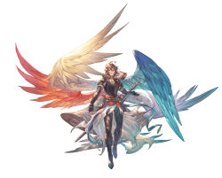 Rule 34 | 1boy, absurdres, ahoge, armor, belt, bishounen, blue belt, blue wings, breastplate, brown hair, brown wings, cape, clenched hand, commentary, english commentary, facing viewer, feathered wings, fingerless gloves, full body, game cg, gloves, granblue fantasy, granblue fantasy: relink, highres, hood, hood down, looking up, male focus, messy hair, minaba hideo, multiple wings, official art, pants, red eyes, red wings, sandalphon (granblue fantasy), short hair, solo focus, straight-on, tachi-e, third-party source, tight clothes, tight pants, transparent background, white cape, white wings, wings