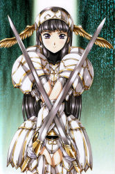 Rule 34 | 1girl, armor, headgear, highres, ornate armor, solo, sword, thighhighs, urushihara satoshi, weapon, white armor