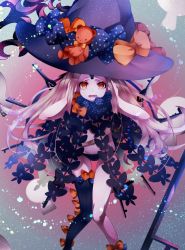 Rule 34 | 1girl, abigail williams (fate), abigail williams (second ascension) (fate), absurdres, asymmetrical legwear, bad id, bad pixiv id, black bow, black hat, black panties, black thighhighs, blonde hair, blush, bow, fate/grand order, fate (series), hat, hat bow, highres, huge filesize, keyhole, long hair, orange bow, panties, red eyes, revealing clothes, single thighhigh, skull print, solo, stuffed animal, stuffed toy, teddy bear, thighhighs, topless, underwear, uneven legwear, very long hair, witch hat, yaekn