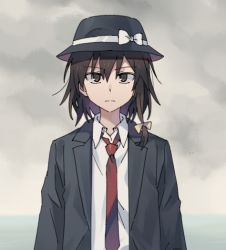 Rule 34 | 1girl, black hat, commentary request, grey sky, hat, re ghotion, sky, solo, tagme, touhou, usami renko