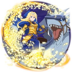 Rule 34 | 1girl, alice zuberg, amayori (sao), armor, armored boots, armored dress, blonde hair, blue cape, blue dress, blue eyes, boots, bow, braid, braided ponytail, breastplate, cape, closed mouth, dragon, dress, floating hair, frown, gauntlets, gold armor, hair bow, hair intakes, highres, holding, holding sword, holding weapon, long dress, long hair, looking at viewer, official art, osmanthus blade, ponytail, riding, sidelocks, solo, sword, sword art online, sword art online: code register, transparent background, v-shaped eyebrows, very long hair, weapon, white bow, yellow footwear