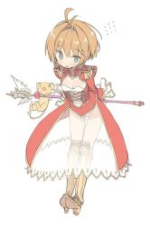 Rule 34 | 10s, 1girl, ahoge, armor, arms behind back, blade (galaxist), blush, boots, breasts, brown hair, cardcaptor sakura, cosplay, epaulettes, fate/extra, fate/grand order, fate (series), full body, greaves, green eyes, hair intakes, holding, holding wand, kero (cardcaptor sakura), kinomoto sakura, leaning forward, leotard, nero claudius (fate), nero claudius (fate) (all), nero claudius (fate/extra), nero claudius (fate/extra) (cosplay), see-through, small breasts, tange sakura, thigh boots, thigh gap, thighhighs, voice actor connection, wand, white background