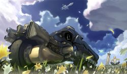 Rule 34 | 00s, 1990s (style), 1boy, 1girl, aircraft, airship, bad id, bad pixiv id, bare shoulders, black pants, blonde hair, blue sky, cloud, cloud strife, day, fenrir (vehicle), field, final fantasy, final fantasy vii, final fantasy vii advent children, flower, flower field, flying, from behind, grey shirt, huge weapon, indian style, letterboxed, male focus, motor vehicle, motorcycle, pants, petals, plant, planted, planted sword, planted weapon, retro artstyle, robert kim, scenery, shirt, shoulder blades, sitting, sky, sleeveless, sleeveless shirt, solo, spread legs, sword, vehicle, vehicle focus, weapon