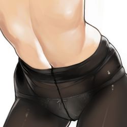 Rule 34 | 1girl, absurdres, bad id, bad twitter id, black pantyhose, close-up, crotch seam, highres, navel, panties, panties under pantyhose, pantyhose, simple background, solo, underwear, white background, white panties, yomu (sgt epper)