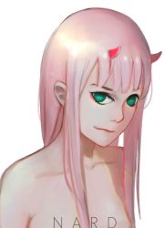 Rule 34 | 10s, 1girl, absurdres, art brush, cuteg, darling in the franxx, drawing, green eyes, highres, horns, looking at viewer, md5 mismatch, nude, paintbrush, painting (action), painting (object), pink hair, smile, solo, tagme, zero two (darling in the franxx)