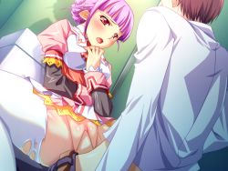 Rule 34 | 1girl, agnes ardbeg augustus, blush, clothed sex, game cg, harem party, penis, purple hair, pussy, red eyes, sex, uncensored