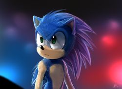 Rule 34 | 1boy, animal ears, animal nose, artist name, blue fur, blue hair, blurry, blurry background, body fur, closed mouth, dated, furry, furry male, green eyes, highres, long hair, looking up, male focus, signature, skeleion, solo, sonic (live action), sonic (series), sonic the hedgehog, sonic the hedgehog (film), two-tone fur, upper body, yellow fur