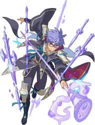 Rule 34 | 1boy, armor, arms up, artist request, belt, black cape, black coat, black pants, blue footwear, book, boots, cape, closed mouth, coat, collared shirt, crystal, floating, floating object, floating weapon, full body, gem, glasses, glowing, halberd, highres, holding, holding staff, knee boots, knee pads, leg up, liam (world flipper), long sleeves, looking at viewer, male focus, non-web source, official art, outstretched arms, pants, pauldrons, polearm, pouch, purple eyes, purple gemstone, purple hair, red-framed eyewear, running, running towards viewer, semi-rimless eyewear, shirt, short hair, shoulder armor, sidelocks, simple background, solo, sparkle, staff, sword, transparent, transparent background, two-sided cape, two-sided fabric, v-shaped eyebrows, vambraces, weapon, wide sleeves, world flipper, yellow shirt