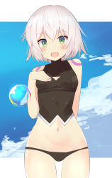 Rule 34 | 1girl, :d, absurdres, arm behind back, bandages, bare shoulders, black panties, blue sky, blush, breasts, chorome1122, cleavage cutout, clothing cutout, cloud, commentary request, cowboy shot, day, facial scar, fate/apocrypha, fate/grand order, fate (series), green eyes, groin, hand on own chest, hand up, highres, jack the ripper (fate/apocrypha), looking at viewer, lowleg, lowleg panties, navel, open mouth, panties, scar, scar across eye, scar on cheek, scar on face, short hair, shoulder tattoo, silver hair, sky, small breasts, smile, solo, tattoo, underwear