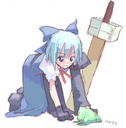 Rule 34 | 1girl, advent cirno, bow, cirno, female focus, frog, solo, touhou