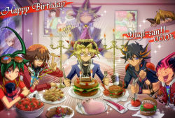 Rule 34 | 6+boys, :q, ;d, black hair, blank stare, blonde hair, broken glass, cake, candle, candlelight, candlestand, character request, closed eyes, confetti, dated, decorations, dinner, duel monster, dyed bangs, expressionless, fire, fire, food, food on face, fork, fudo yusei, ghost, glass, glasses, goggles, goggles on head, happy birthday, honda hiroto, hungry burger, iv (yu-gi-oh!), jonouchi katsuya, kaiba seto, looking at viewer, male focus, marshmallon, mazaki anzu, multicolored hair, multiple boys, muto yugi, mystic tomato, one eye closed, open mouth, party popper, performapal hip hippo, pink hair, raijin-bh, sakaki yuya, shatter, smile, spiked hair, star (symbol), star boy, surprised, table, tongue, tongue out, tsukumo yuma, wax, yami yugi, yu-gi-oh!, yu-gi-oh! 5d&#039;s, yu-gi-oh! arc-v, yu-gi-oh! duel monsters, yu-gi-oh! gx, yu-gi-oh! zexal, yuu-gi-ou, yuu-gi-ou zexal, yuuki juudai