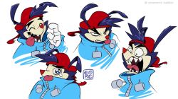 Rule 34 | alternative style, angry, animaniacs, animaniacs (2020), crying, red nose, character sheet, sharp teeth, smile, teeth, tongue, tongue out, wakko warner