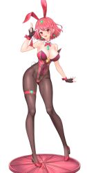 Rule 34 | absurdres, adapted costume, breasts, chest jewel, feichu keju, highres, large breasts, leotard, pantyhose, playboy bunny, pyra (xenoblade), red eyes, red hair, short hair, solo, xenoblade chronicles (series), xenoblade chronicles 2