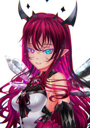 Rule 34 | 1girl, commentary, crystal, detached sleeves, detached wings, heterochromia, highres, hololive, hololive english, horns, irys (hololive), irys (irys 1.0) (hololive), kein hasegawa, long hair, looking at viewer, pointy ears, red hair, solo, virtual youtuber, wings
