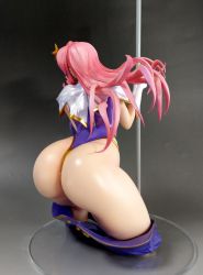 Rule 34 | 1girl, ass, back, bent over, blue eyes, blush, bouncing breasts, breasts, covered erect nipples, curvy, female focus, figure, gloves, gundam, gundam seed, gundam seed destiny, hair ornament, highleg, highres, huge ass, huge breasts, large breasts, leotard, long hair, looking at viewer, meer campbell, photo (medium), pink hair, pole, purple leotard, shiny clothes, shiny skin, skin tight, solo, star (symbol), star hair ornament, thong leotard