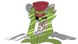 Rule 34 | 1girl, animal ears, blush stickers, defeat, green hair, hat, leotard, mad rat dead, melting, mouse (animal), mouse ears, mouse girl, nippon ichi, rat god, red eyes, tie clip, top hat, wings, wrist cuffs