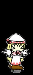 Rule 34 | &gt; &lt;, 1girl, :d, > <, animated, animated gif, blonde hair, bouncing, chibi, closed eyes, english text, female focus, kirby (series), lily white, lowres, nintendo, open mouth, pun, simple background, smile, solo, spring (object), springs, touhou, transparent background, walfas, walfie, xd