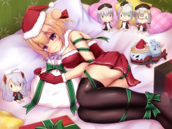 Rule 34 | 1girl, :q, antenna hair, ass, azur lane, bai da, bare shoulders, bed, black thighhighs, blonde hair, blunt bangs, blush, blush stickers, bound, box, braid, braided bun, breasts, character doll, christmas, cleavage, commentary request, cross, dress, fur-trimmed dress, fur-trimmed gloves, fur-trimmed headwear, fur collar, fur trim, gift, gift box, glasses, gloves, green ribbon, hair bun, hat, heart, heart-shaped pillow, highres, iron cross, karlsruhe (azur lane), koln (azur lane), konigsberg (azur lane), large breasts, leipzig (azur lane), long hair, looking at viewer, low twintails, lying, medium hair, military hat, mole, mole under eye, multicolored hair, no shoes, nose blush, hugging object, on bed, on side, pillow, pleated skirt, prinz eugen (azur lane), purple eyes, red dress, red gloves, red headwear, ribbon, sack, santa costume, santa hat, short hair, sidelocks, silver hair, single hair bun, skirt, star-shaped pillow, strapless, strapless dress, streaked hair, swept bangs, thighhighs, tied up, tongue, tongue out, toy, twintails, two side up, wall, wavy mouth, zettai ryouiki, | |