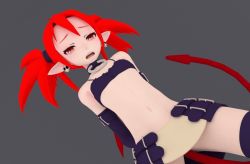 Rule 34 | 1girl, 3d, animated, animated gif, beanis, child, choker, demon girl, demon tail, disgaea, etna (disgaea), flat chest, gloves, navel, pointy ears, red eyes, red hair, short twintails, skirt, solo, tail, thighhighs, twintails, wings