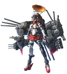 Rule 34 | 10s, full body, kantai collection, machinery, mecha, mechanization, no humans, oil-paper umbrella, robot, simple background, solo, standing, takamaru, takamaru (taka1220), umbrella, white background, yamato (kancolle)