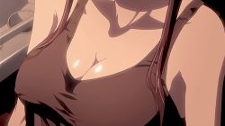 Rule 34 | 1girl, animated, animated gif, bare shoulders, breasts, busujima saeko, cleavage, covered erect nipples, highschool of the dead, large breasts, lowres
