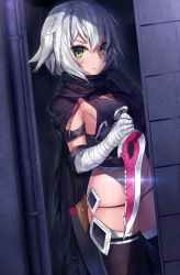Rule 34 | 1girl, bandaged arm, bandages, belt, black panties, black thighhighs, breasts, cape, dagger, expressionless, fate/apocrypha, fate/grand order, fate (series), gendo0032, green eyes, holding, holding weapon, jack the ripper (fate/apocrypha), knife, looking at viewer, lowleg, lowleg panties, panties, scar, short hair, sideboob, silver hair, small breasts, solo, standing, thighhighs, underwear, weapon
