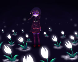 Rule 34 | 1girl, aosora (mizore), arms at sides, bad id, bad pixiv id, flower, kneehighs, madotsuki, red eyes, skirt, socks, solo, twintails, yume nikki