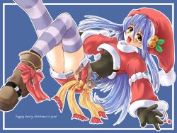 Rule 34 | bell, boots, christmas, fang, gloves, hat, santa costume, solo, thighhighs