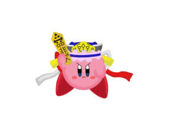 Rule 34 | crossover, female focus, hat, kirby, kirby (series), nintendo, no humans, parody, ribbon, rod of remorse, shiki eiki, simple background, solo, touhou