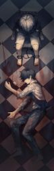 Rule 34 | 10s, 2boys, artist request, barefoot, black footwear, blood, bound ankles, chair, cuffs, handcuffs, highres, jewelry, kaneki ken, male focus, multiple boys, necklace, on floor, shorts, sitting, source request, tokyo ghoul, waistcoat