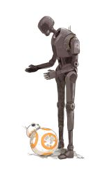 Rule 34 | bb-8, insignia, k-2so, matsuri6373, mecha, no humans, non-humanoid robot, robot, rogue one: a star wars story, science fiction, signature, simple background, star wars, star wars: the force awakens, time paradox, wbb-8, white background