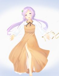 Rule 34 | 1girl, bad id, bad pixiv id, chain, flower, hair flower, hair ornament, light purple hair, long hair, low twintails, open mouth, purple eyes, septet (zrca janne), solo, touhou, tsukumo benben, twintails, very long hair