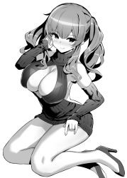 Rule 34 | 1girl, alternate costume, azur lane, backless dress, backless outfit, bare back, bare shoulders, breasts, center opening, cleavage cutout, clothing cutout, detached sleeves, dress, greyscale, halterneck, highres, hori (hori no su), large breasts, long hair, meme attire, monochrome, open-chest sweater, ribbed sweater, solo, sweater, turtleneck, turtleneck sweater, twintails, virgin killer sweater, zara (azur lane)