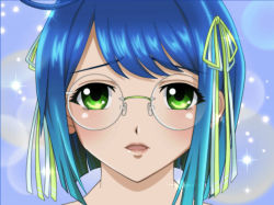 Rule 34 | 1girl, blue hair, blush, glasses, green eyes, open mouth, otonashi ran, rosario+vampire