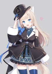 Rule 34 | 1girl, absurdres, animal ears, blonde hair, blue eyes, bow, capelet, clock hands, clock pendant, detached sleeves, dress, fox ears, fox girl, frilled dress, frills, hat, highres, long hair, prism project, solo, symbol-shaped pupils, thighhighs, tokimori aoi, virtual youtuber, yada (xxxadaman)