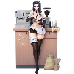 Rule 34 | 1girl, apron, between breasts, bikini, black bikini, black footwear, black gloves, black skirt, blue bracelet, blue eyes, blue hair, blush, bracelet, breasts, cafe, character sticker, coffee bag, coffee beans, coffee grinder, coffee maker, collar, counter, cup, detached collar, disposable cup, elbow gloves, english text, frilled apron, frilled gloves, frilled straps, frills, full body, game cg, gloves, gluteal fold, half-skirt, highres, holding, holding cup, invincible dragon (last origin), jewelry, large breasts, last origin, lips, long hair, looking at viewer, maid, maid bikini, maid cafe, mel (dodosae), microskirt, milk, multicolored necktie, navel, necktie, necktie between breasts, nereid (last origin), o-ring, o-ring top, official alternate costume, official art, panties, panty peek, pen, pencil skirt, pouring, sack, safety pin, shoes, side slit, sirene (last origin), skindentation, skirt, smile, sticker, stirring rod, string bikini, swimsuit, tachi-e, teacup, thetis (last origin), thigh strap, thighhighs, transparent background, unconventional maid, underwear, undine (last origin), white apron, white collar