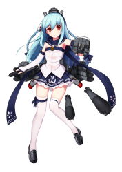 Rule 34 | 1girl, absurdres, allenes, armpits, bare shoulders, black footwear, blue bow, blue hair, blue skirt, bow, braid, breasts, cannon, closed mouth, detached sleeves, fubuki (warship girls r), full body, hair bow, hair ribbon, headwear request, highres, knees together feet apart, leg ribbon, loafers, long hair, looking at viewer, machinery, multiple braids, official art, outstretched arm, pleated skirt, red eyes, red ribbon, red scarf, remodel (warship girls r), ribbon, rigging, sailor collar, scarf, shoes, simple background, skirt, small breasts, solo, standing, strapless, thighhighs, torpedo, tube top, turret, twin braids, warship girls r, white background, white thighhighs, zettai ryouiki