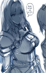 Rule 34 | 1boy, 1girl, breasts, cleavage, ethel (xenoblade), hews, highres, noah (xenoblade), simple background, sketch, unfinished, white background, xenoblade chronicles (series), xenoblade chronicles 3